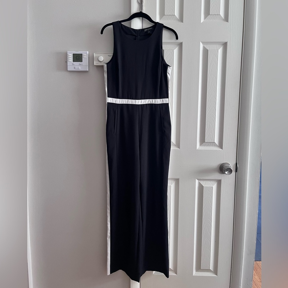 Banana Republic Factory black & white colorblock sleeveless jumpsuit.